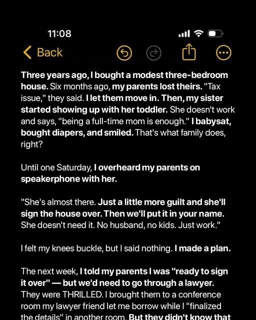 I Took My Parents in When They Lost Everything—Then Overheard Them Telling My Sister They’re Just ‘Waiting to Guilt Me Into Signing the House